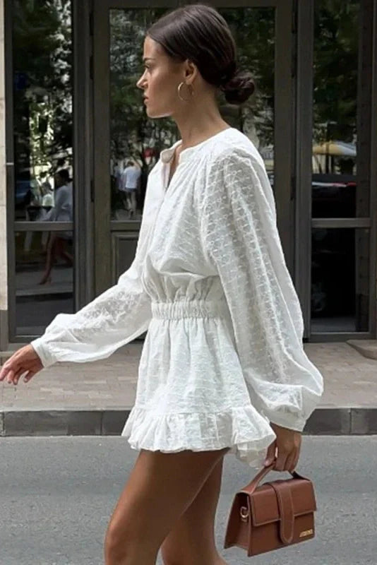 Elegant A-Line Sleeves Fit Waist Mini Dress