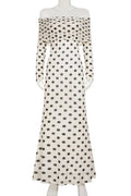 Off-Shoulder High Waist Long Sleeve Slim Maxi Dress