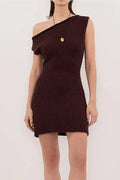 One-Shoulder High Waist Sleeveless Mini Dress