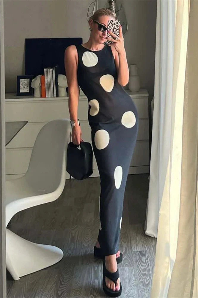 Sleeveless Loose See-Through Maxi Dress