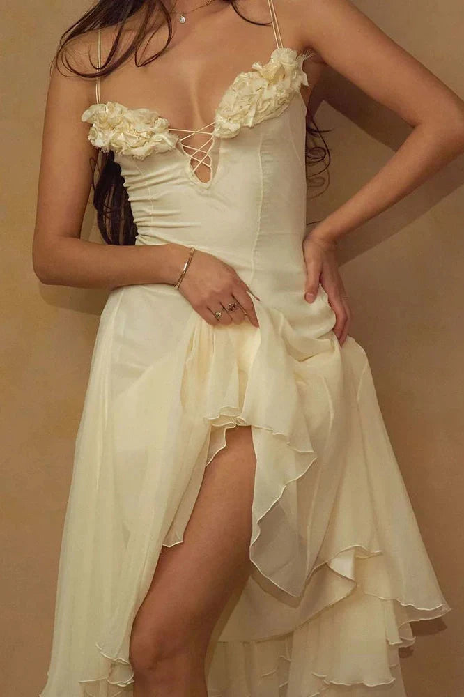 Elegant Backless Sleeveless Slim Lace Up Midi Dress