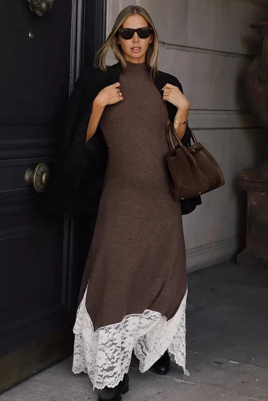 Elegant Lace Sleeveless Slim Maxi Dress