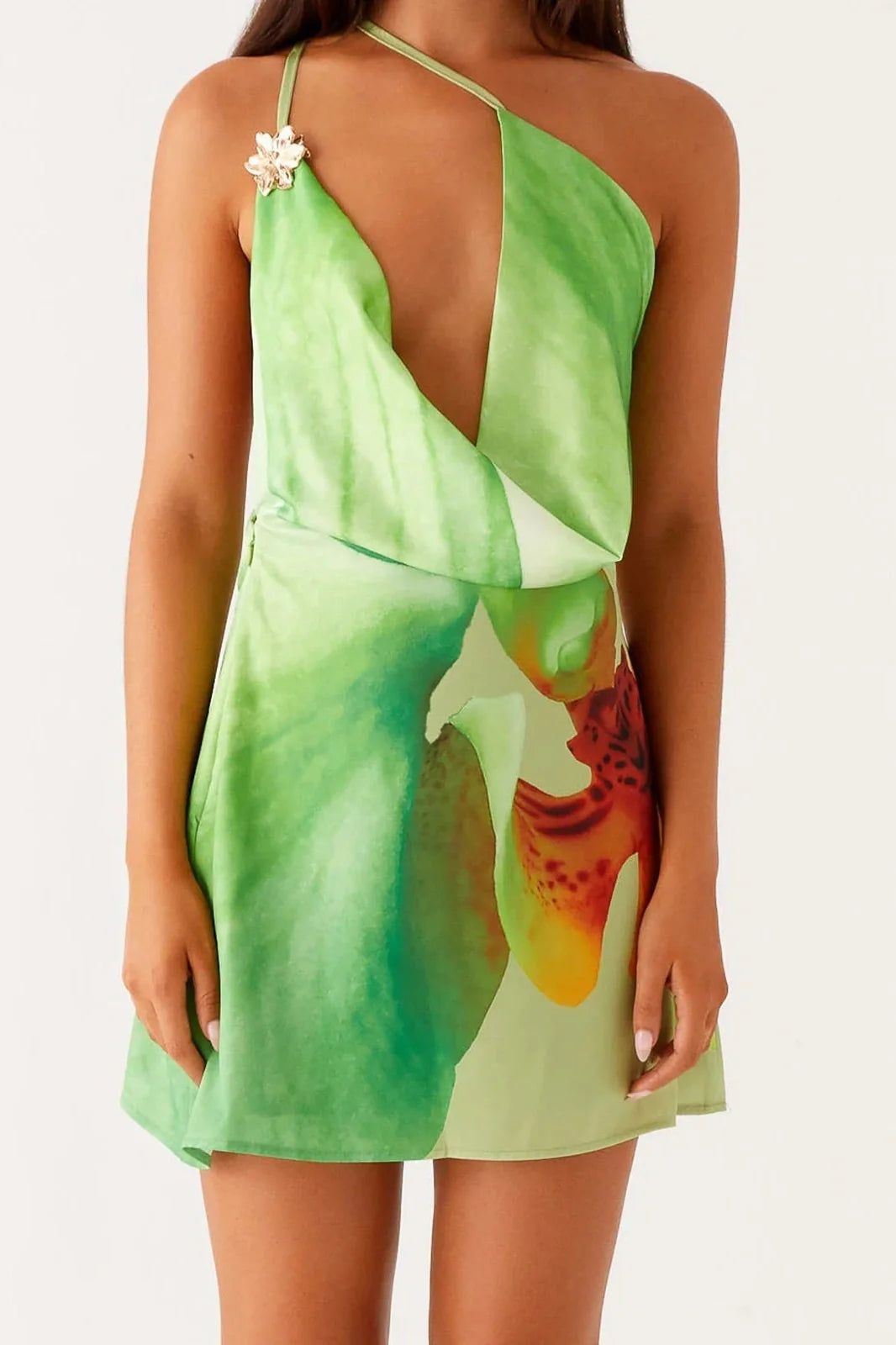Spaghetti Straps Backless Printed Mini Dress