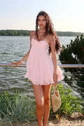 Elegant Pleated Sleeveless Mini Dress