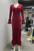 Hollow Out Loose Patchwork Maxi Dress