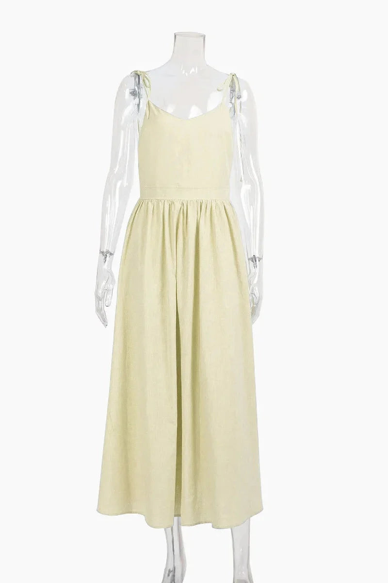Elegant Backless V Neck Midi Dress