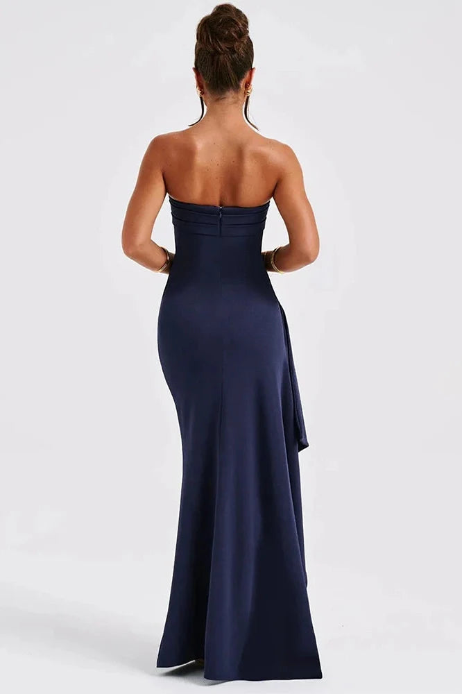 Strapless Off-shoulder Sleeveless Backless High Split Maxi Dress