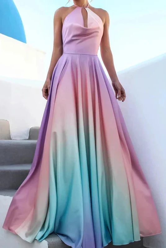 Printed Off Shoulder Sleeveless Pleated Maxi Dress