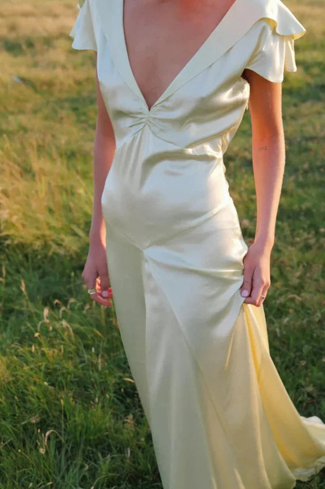 Elegant Slim Sleeveless Lace-Up V-Neck Backless Maxi Dress