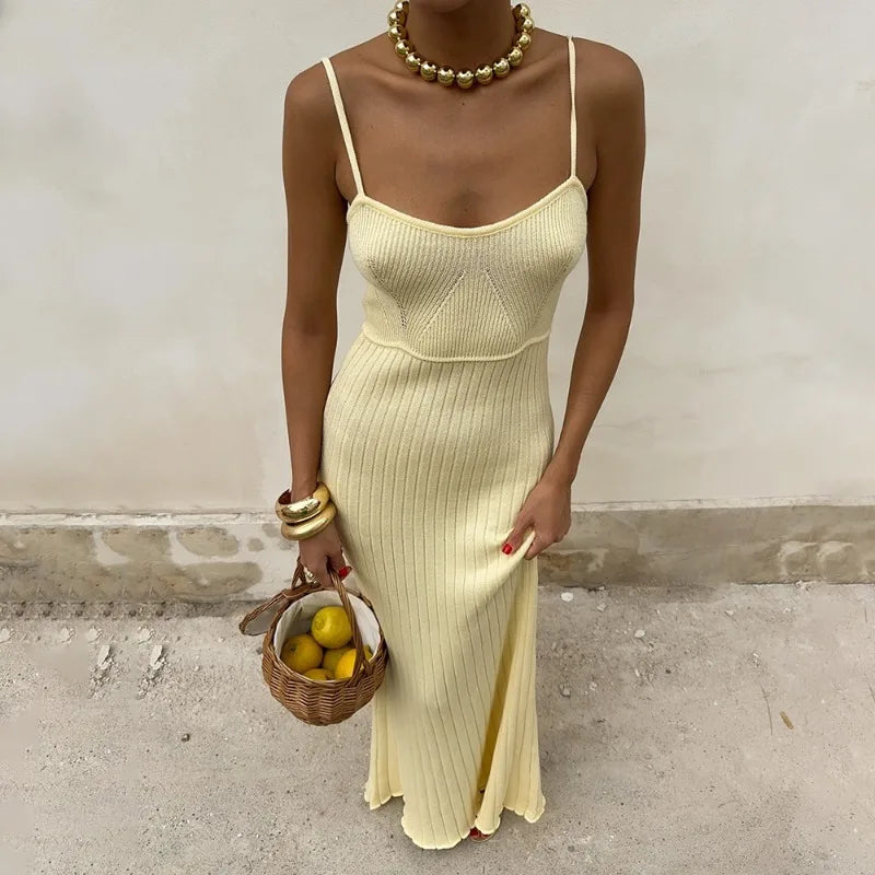 Sleeveless Spaghetti Strap Slim Maxi Dress