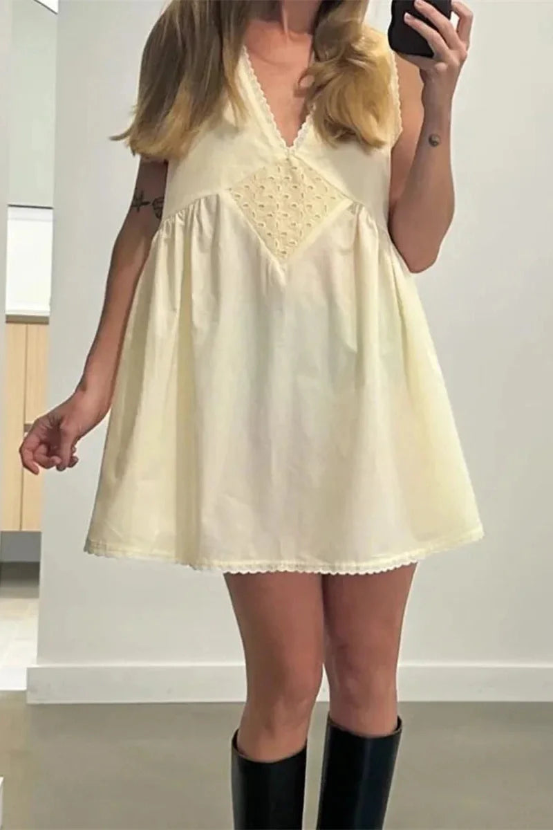 Sleeveless Deep V-Neck Mini Dress