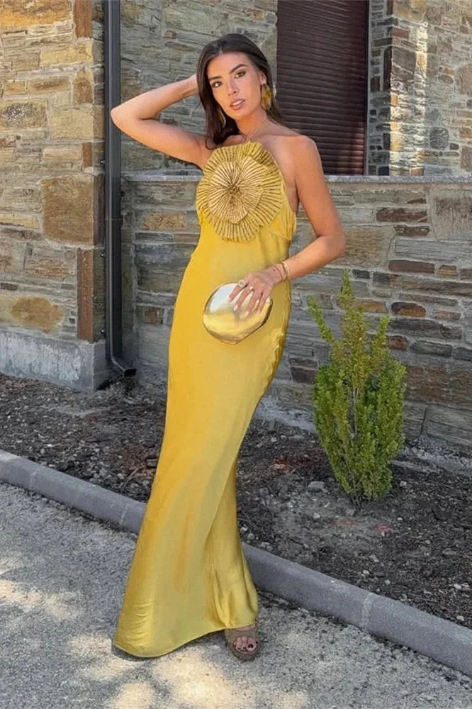 Lace-Up Backless Slim Maxi Dress