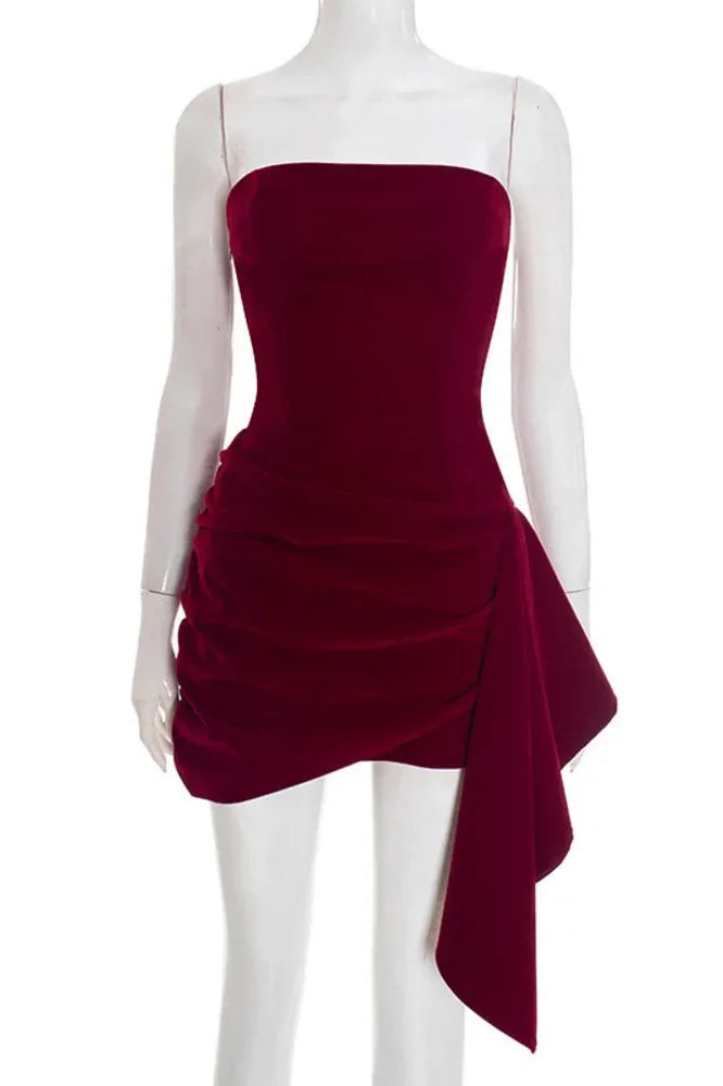 Off-Shoulder Strapless Sleeveless Backless Mini Dress