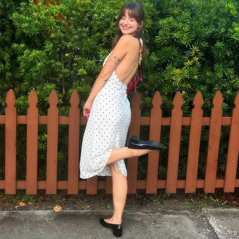 Printed Backless Bodycon Midi Dress