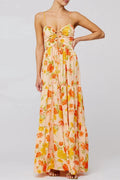 Sleeveless Spaghetti Strap Floral Print Maxi Dress