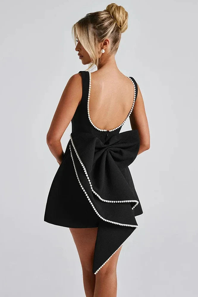 Backless Zipper Sleeveless High Waist A-line Mini Dress