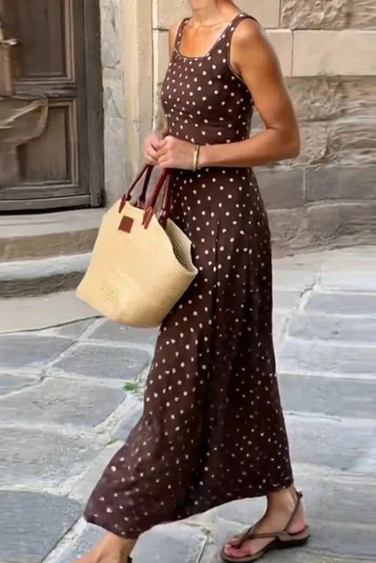 Elegant U-Collar Sleeveless Slim Backless High Waist Maxi Dress