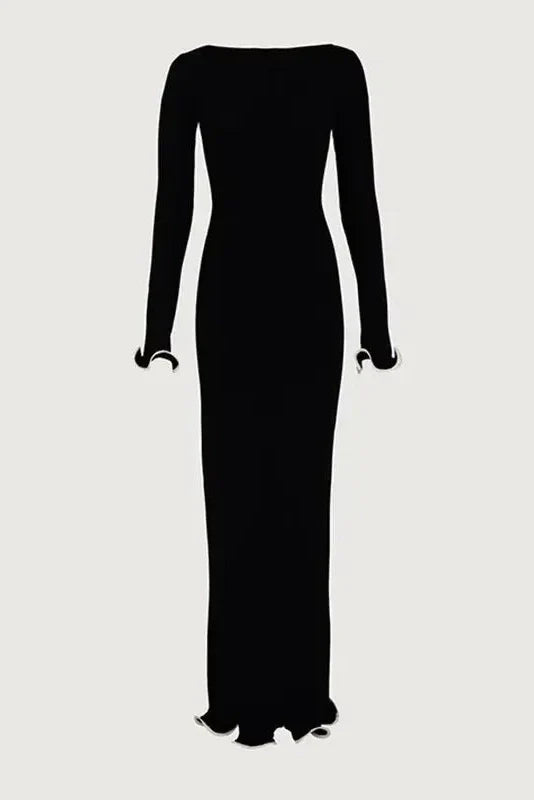 Backless Knitted Flare Sleeve Bodycon Midi Dress