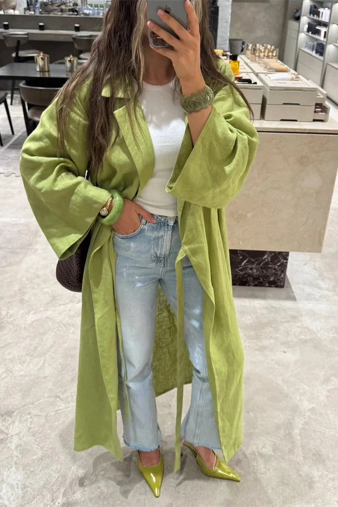 Lace-Up Long Sleeve High Waist Maxi Dress