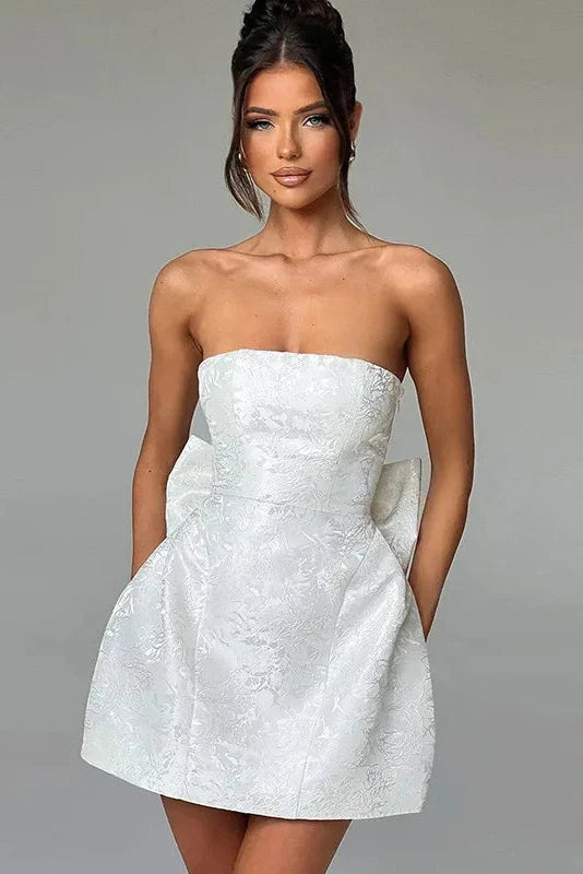 Off-shoulder Strapless Sleeveless Backless Mini Dress
