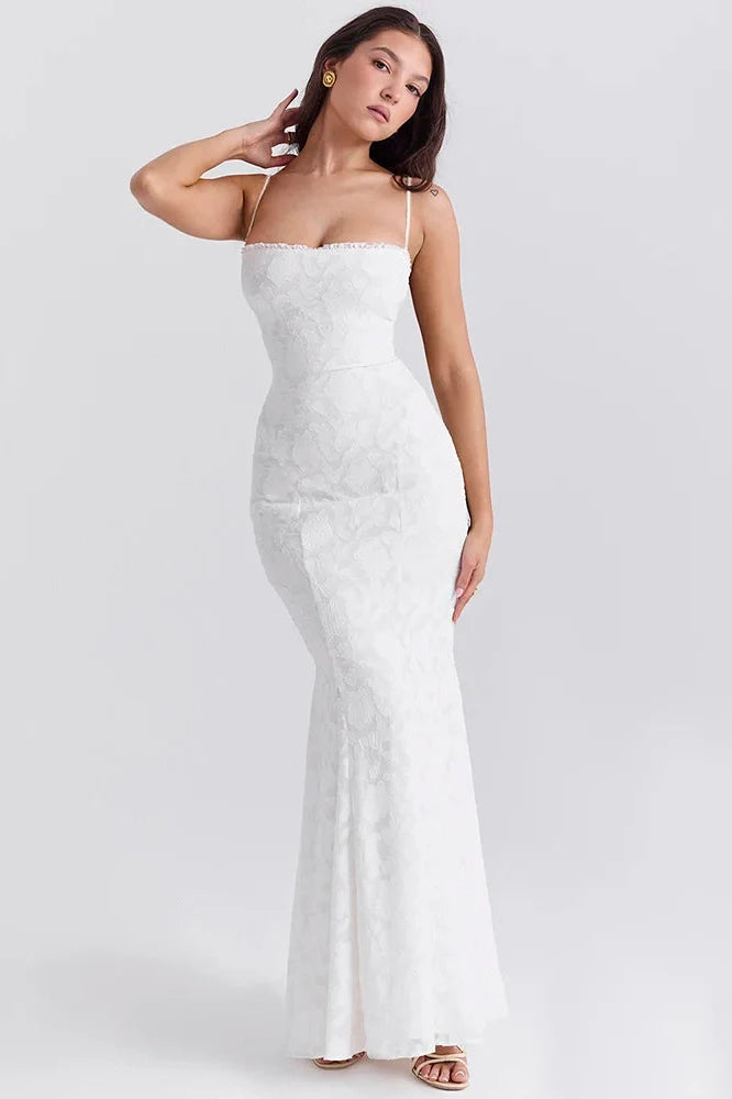 Backless Lace-up Spaghetti Strap Sleeveless Maxi Dress