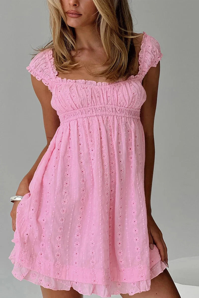 Sleeveless Floral Embroidery Loose A-Line Mini Dress