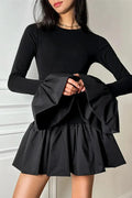 Patchwork High Waist Slim Bodycon Mini Dress