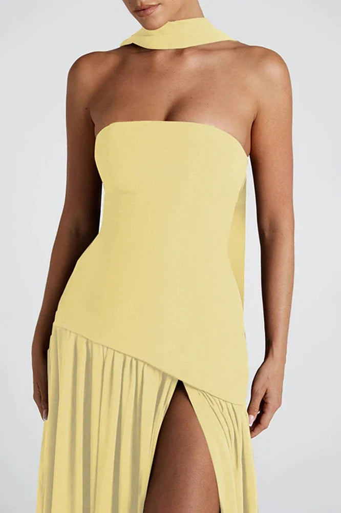 Elegant Backless Strapless Bodycon Maxi Dress