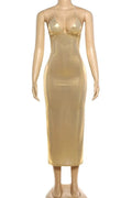 Elegant Backless Slim V-Neck High Waist Maxi Dress
