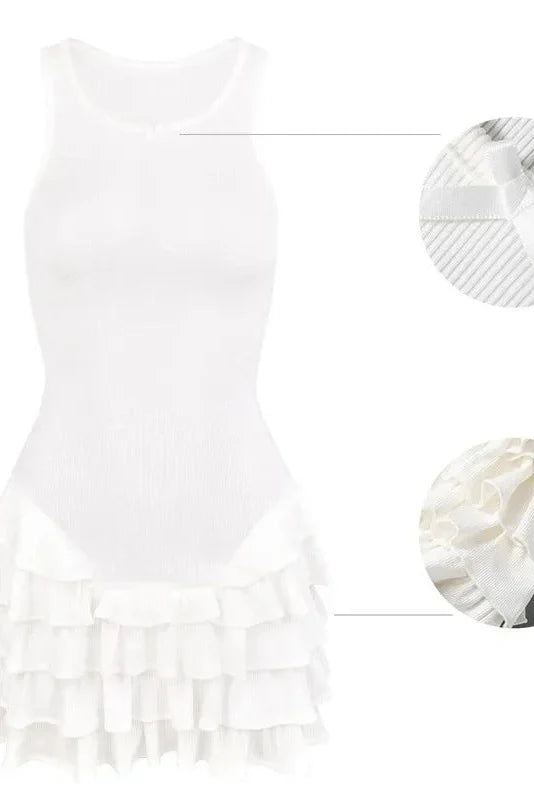 Elegant Patchwork Sleeveless Slim Fit Mini Dress