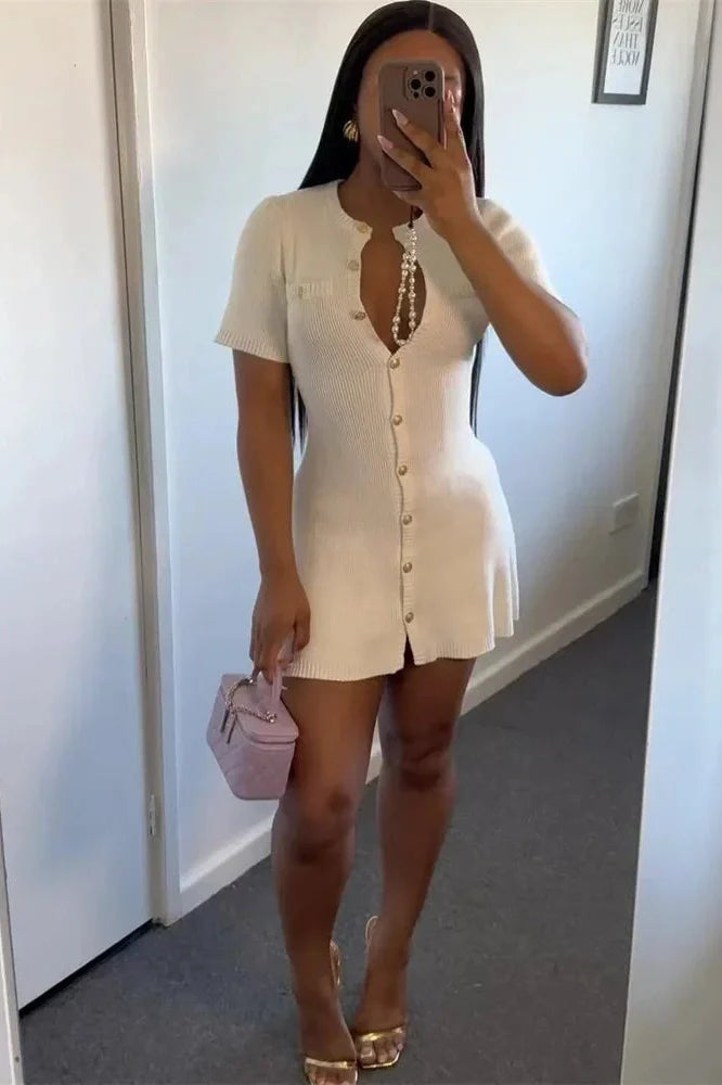 Short Sleeve Patchwork Loose Mini Dress