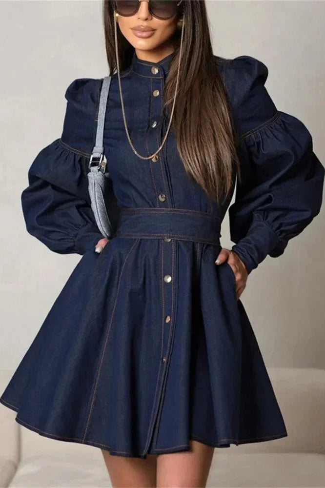 Elegant Lace-Up High Waist Slim Mini Dress