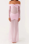 Off-Shoulder Slim Fit Maxi Dress