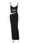 Backless Hollow Out Spaghetti Strap Sleeveless Maxi Dress