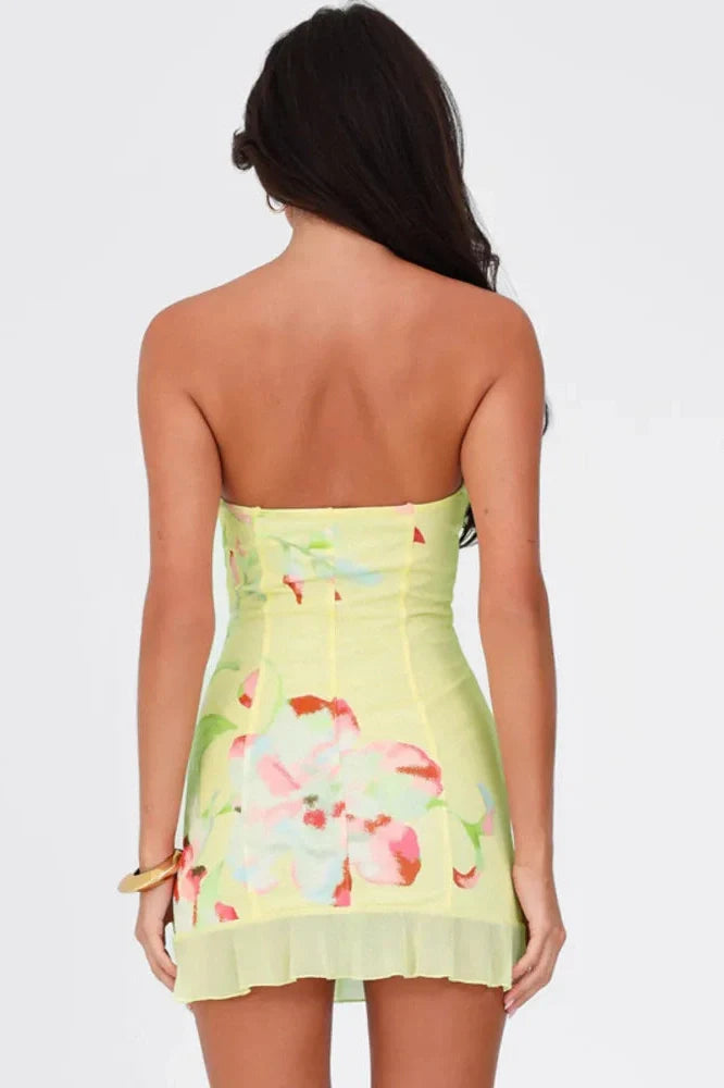 Off-Shoulder Strapless Sleeveless Backless Mini Dress