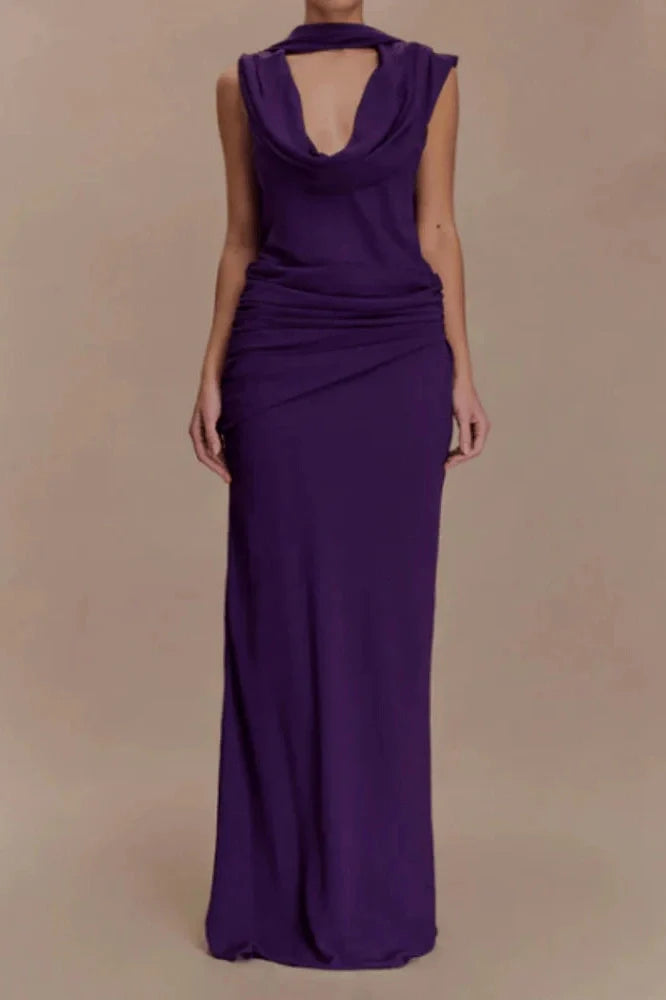 Elegant Hollow Sleeveless Slim Maxi Dress