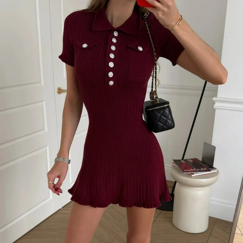 Elegant Patchwork Short Sleeve Mini Dress