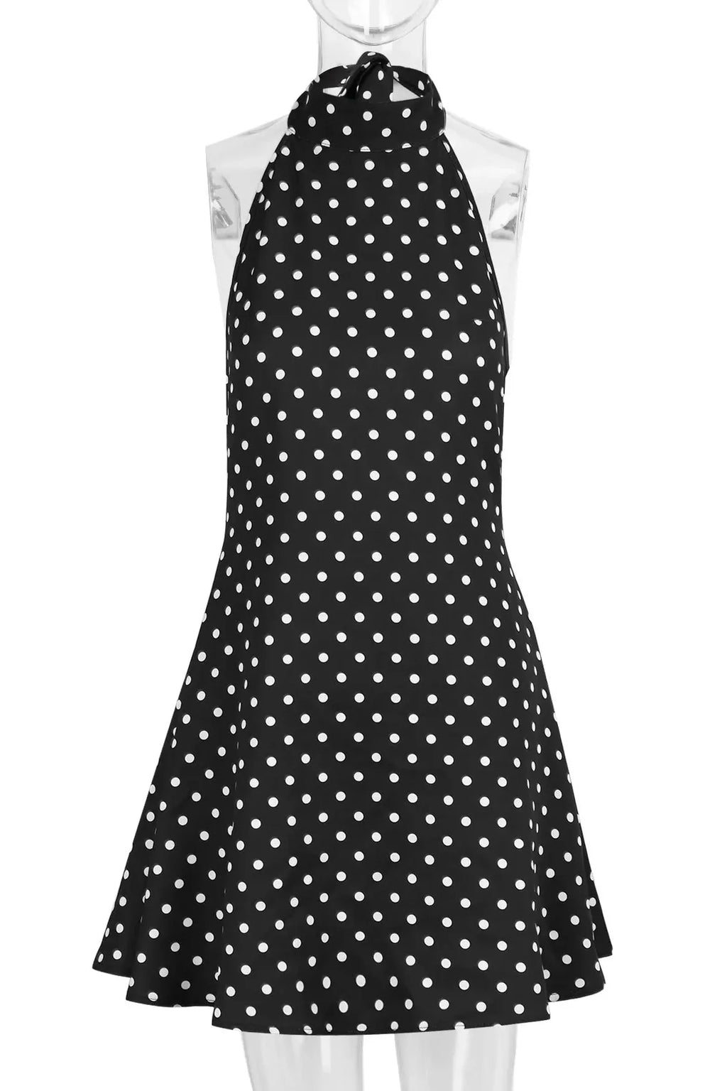 Backless Lace-Up High Waist Patchwork Mini Dress
