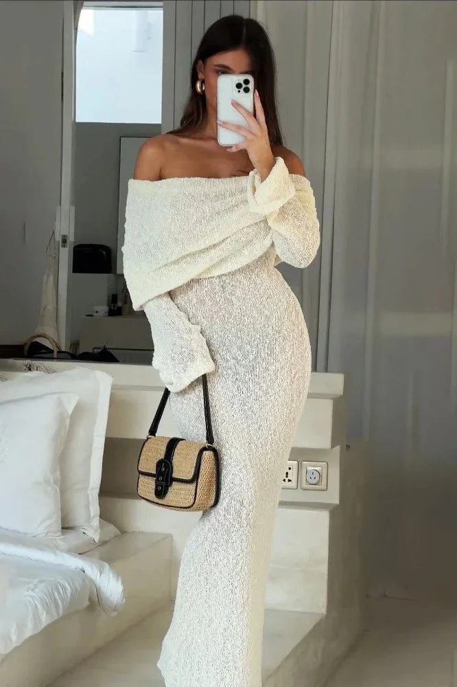 Hollow Out Off-Shoulder Maxi Dress
