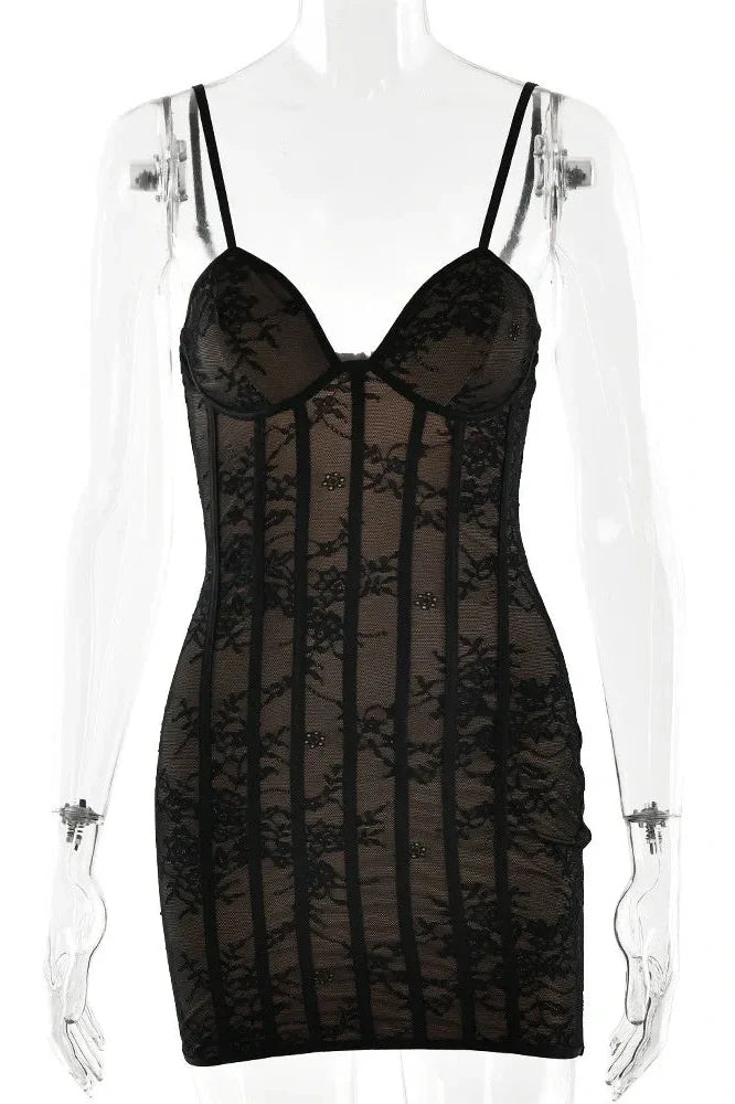 Spaghetti Strap Sleeveless Backless Printed Mini Dress