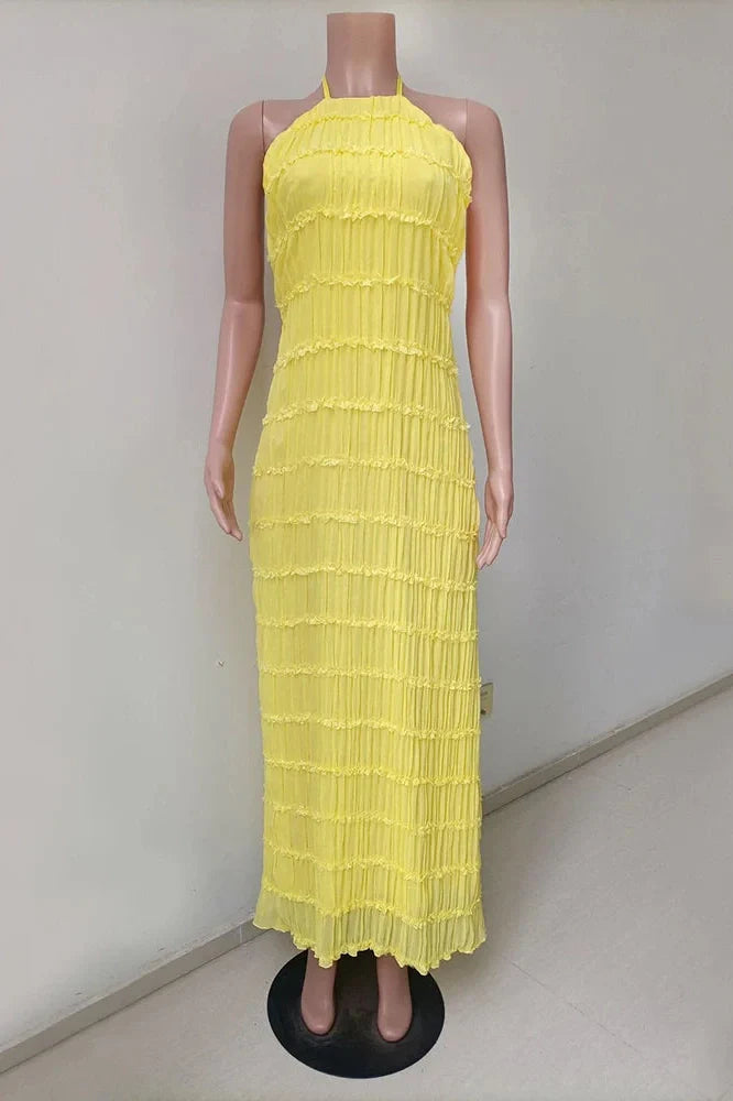 Elegant Backless Lace Up Loose Maxi Dress