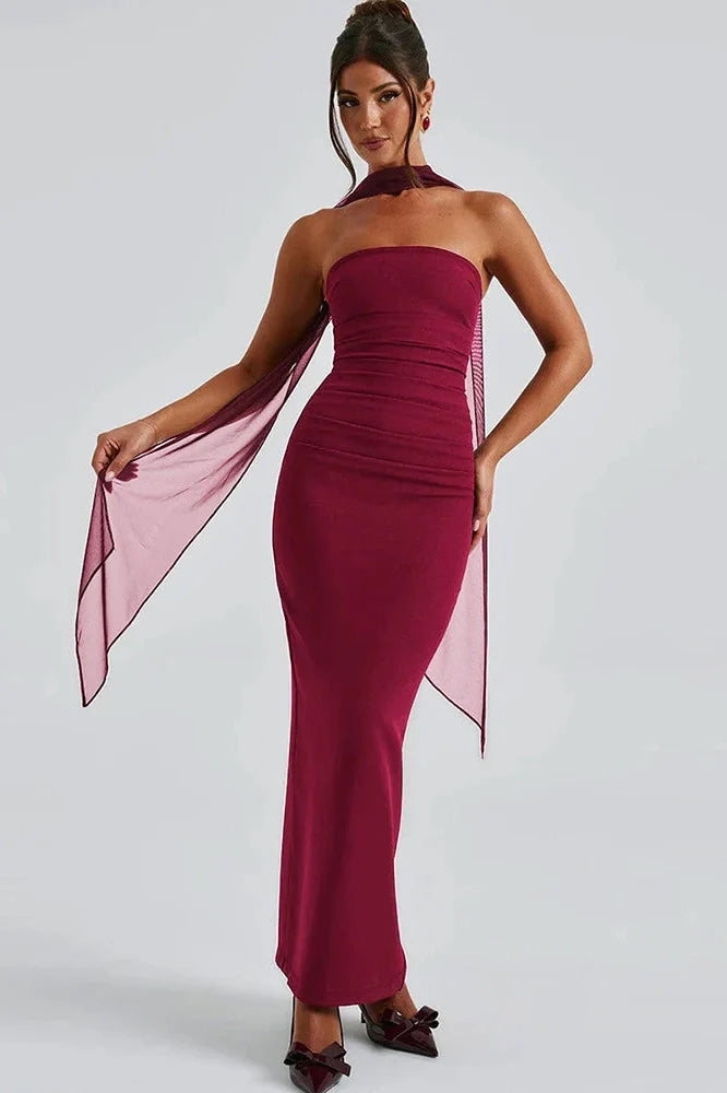 Elegant Strapless Slim Sleeveless Maxi Dress