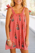 Spaghetti Strap Backless Floral Print Mini Dress
