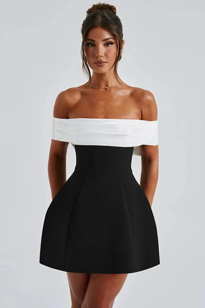 Off-shoulder Strapless Sleeveless Backless Mini Dress