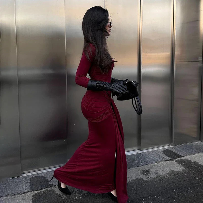 Elegant Long Sleeve Bodycon Maxi Dress