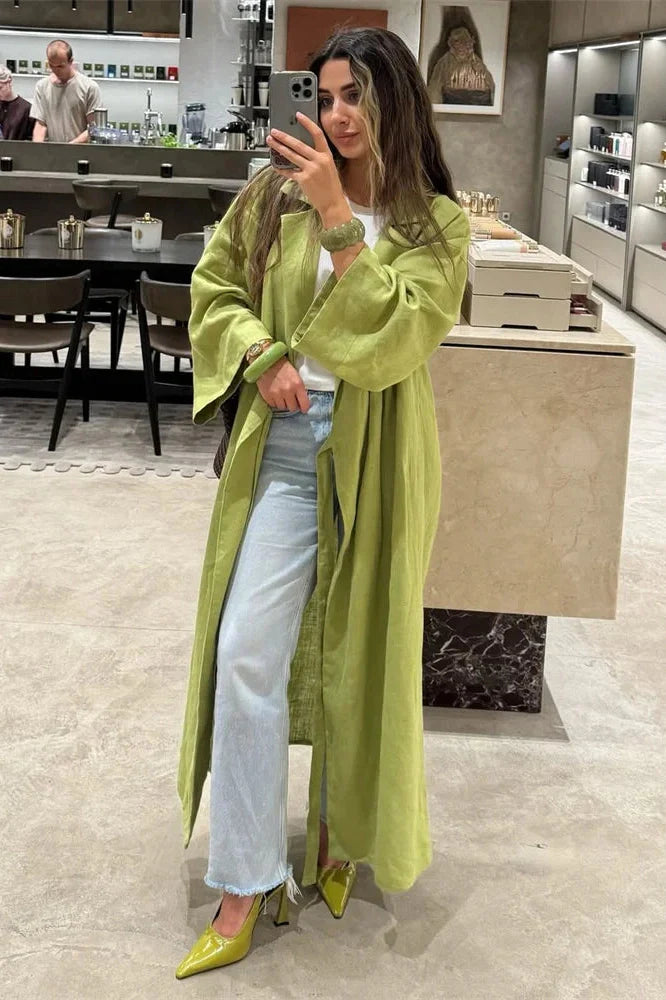 Lace-Up Long Sleeve High Waist Maxi Dress