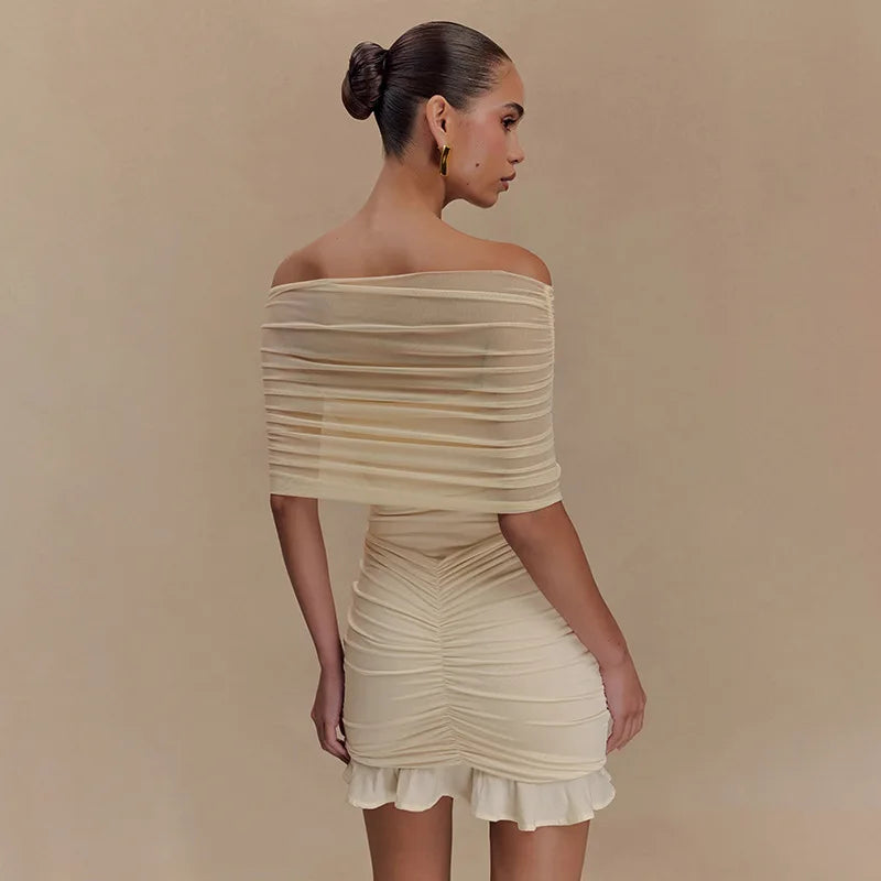 Pleated Strapless Sleeveless Slim Mini Dress