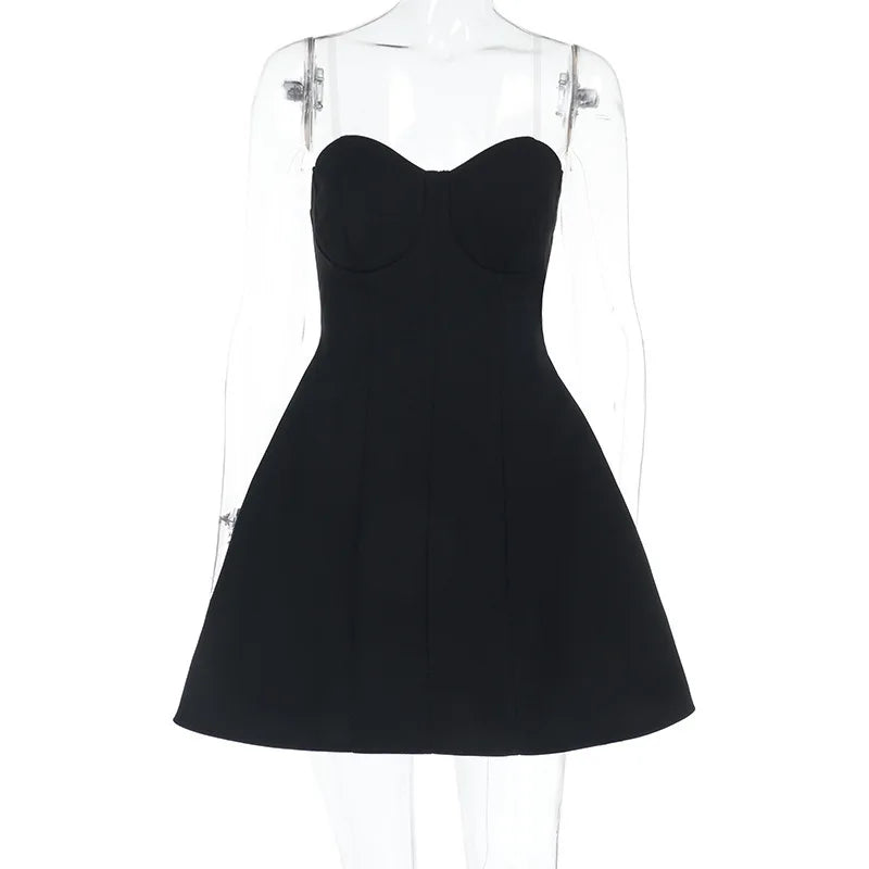 Strapless Backless High Waist A-Line Mini Dress
