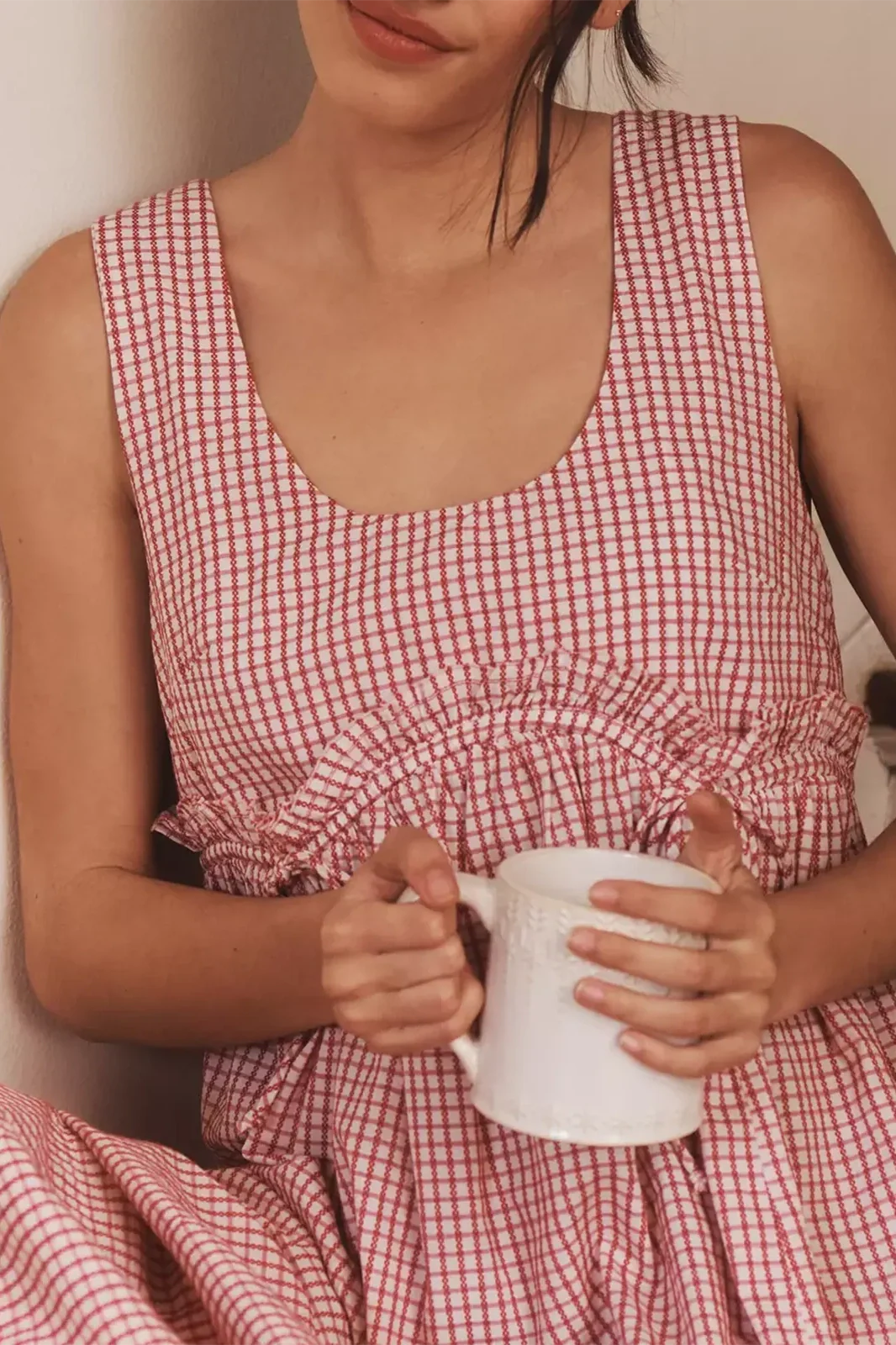 Sleeveless Plaid Print Loose Maxi Dress