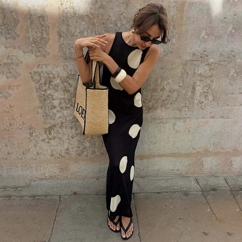 See-Through O-Neck Sleeveless Maxi Dress